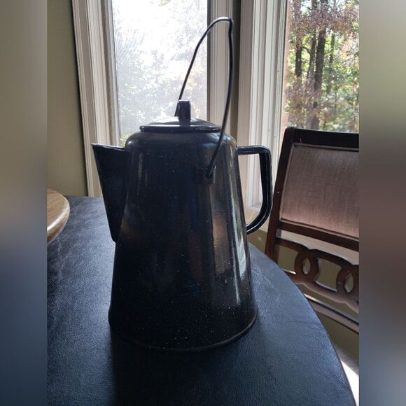 Metal Black Speckled Coffee Pot - Picture 2 of 8